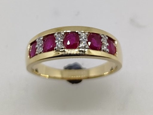 9ct Ruby & Diamond Ring 0.10pts tdw 5RIN0092RUDI