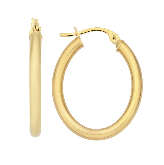 9ct Oval Plain Hoop Earing 5ER0321