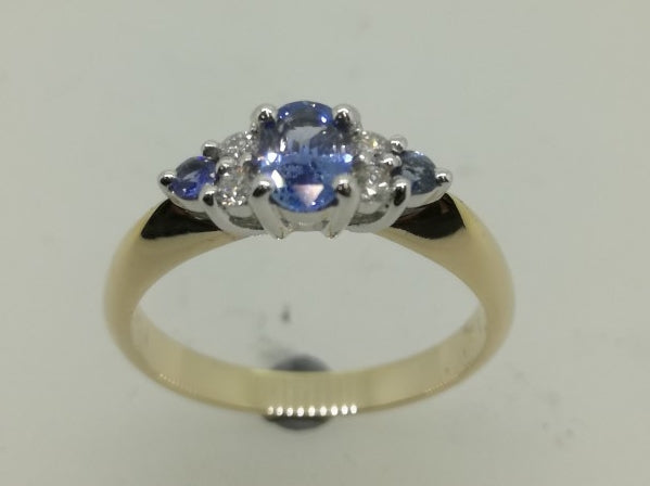 9ct Ceylon Sapphire & Diamond Ring L17689DC-9238